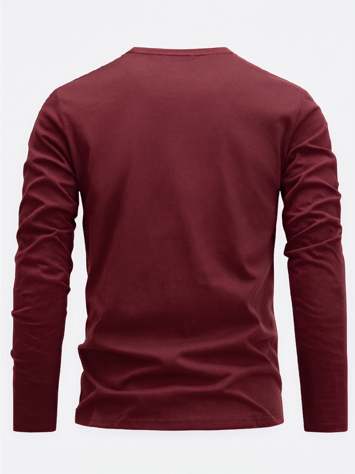 100% Cotton Men's T-Shirt, Spring Long Sleeve Thin Top, Trendy, Fashionable, Simple, Casual, Versatile, Suitable for Commuting and Daily Wear, Geometric Line Pattern, Stylish, Elegant, , and Fun - Burgundy