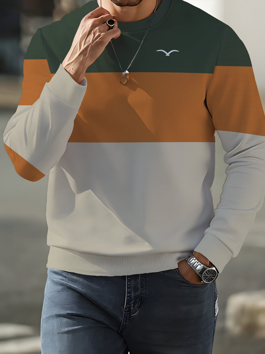 Crewneck Sweatshirt, Trendy Brand, Men's Long Sleeve Crewneck Sweatshirt for Fall/Winter 2026, All Seasons, Teens, Casual, Slim Fit, Short Sleeve, High Waist, Cropped, Floral, Crew Neck, Daily, Comfortable, Black, Pocket, Fashion, Classic, Vintage - Mixed colors