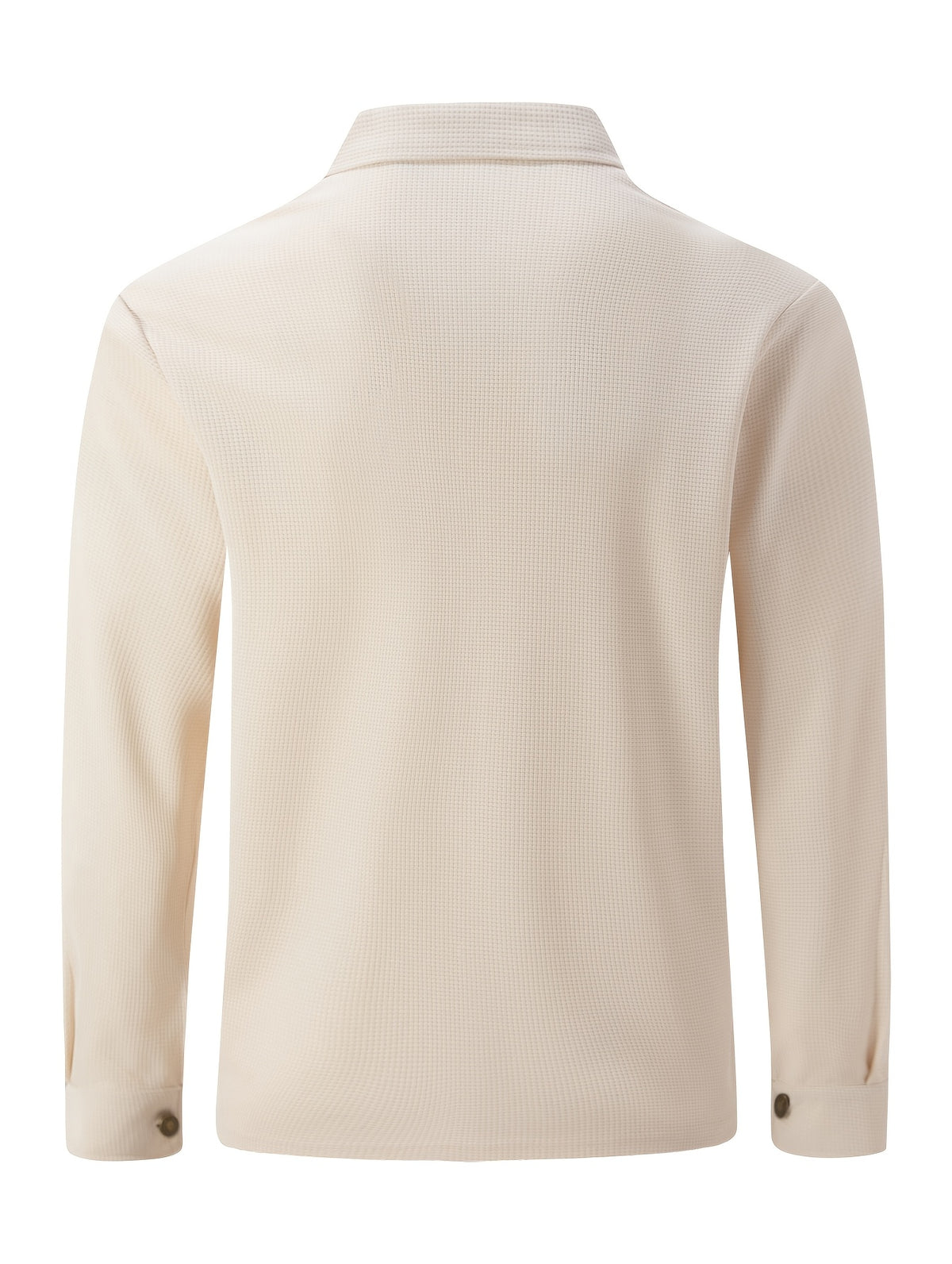Men'S New Fall Winter Waffle Knit Shirt Jacket with Lapel, Multi-Pocket Button-Front Cargo Jacket - Khaki