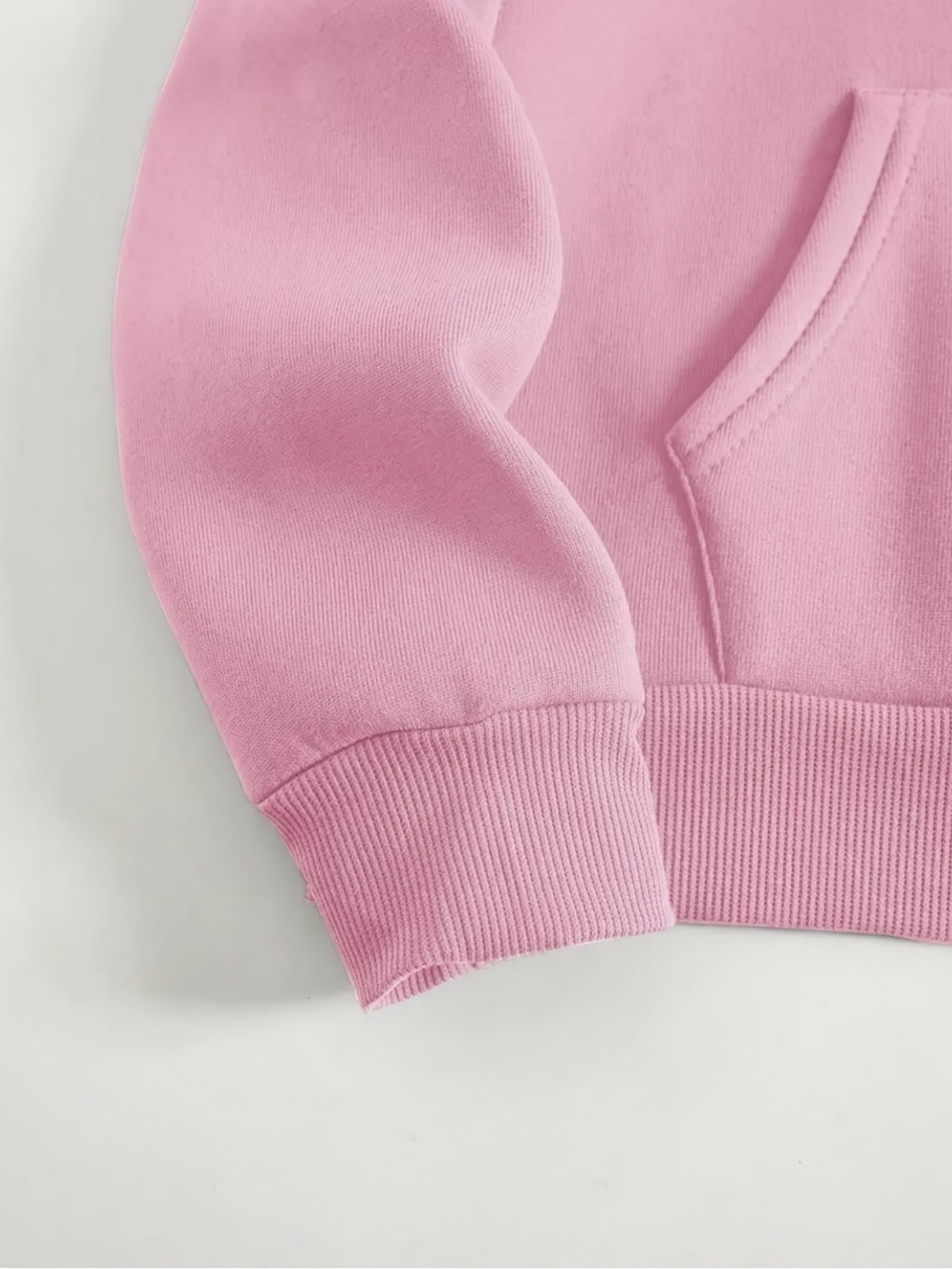 Hoodie Set with Black Triangle Pattern Letter Print Standard Round Neck - Pink