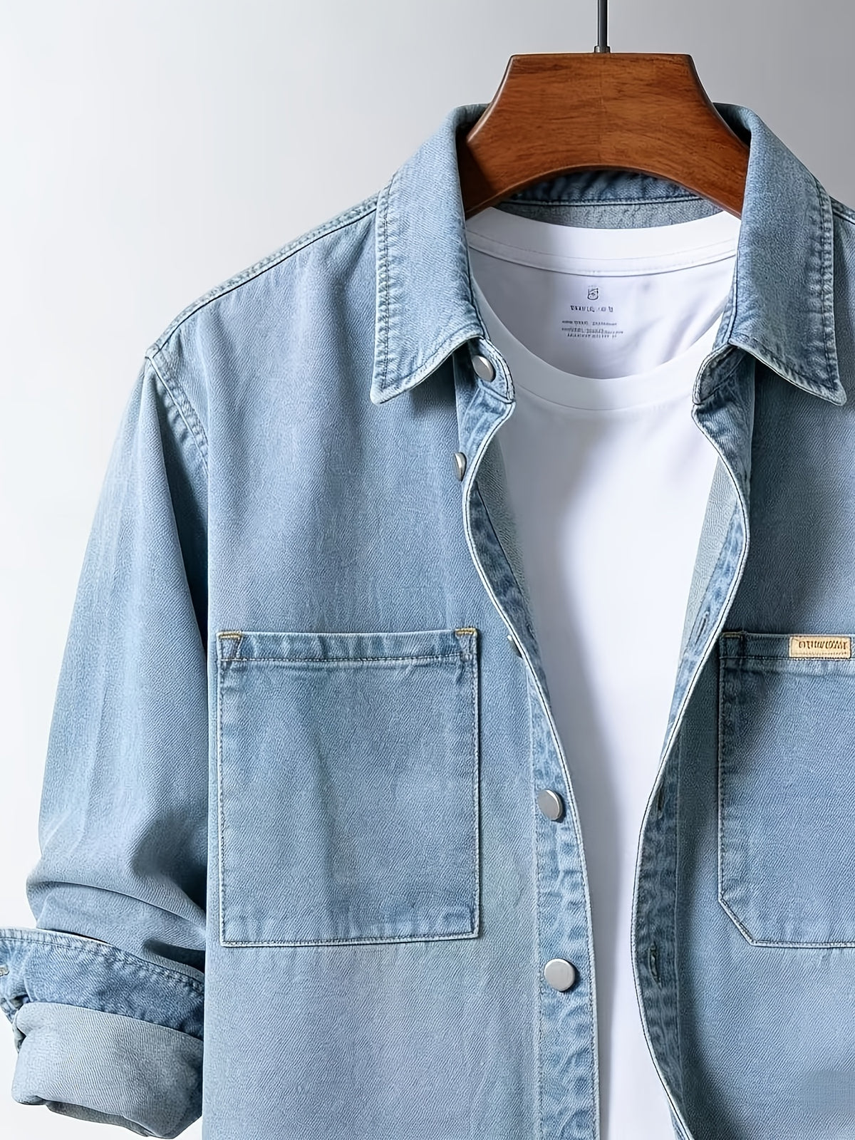 Men's Spring New Loose Fit Oversized Casual Jacket Vintage Versatile Non-Stretch Top - Sky Blue
