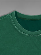 Cat Print Loose Round Neck Fashion Women's Wash Short Sleeve, Women's Clothing - Dark Green
