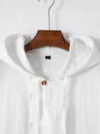 Men'S Solid Color Sleeveless Fashion Sports Hooded Top - White