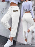 Street Style Sweatpants Women'S All-Season Loose Casual Pants - White
