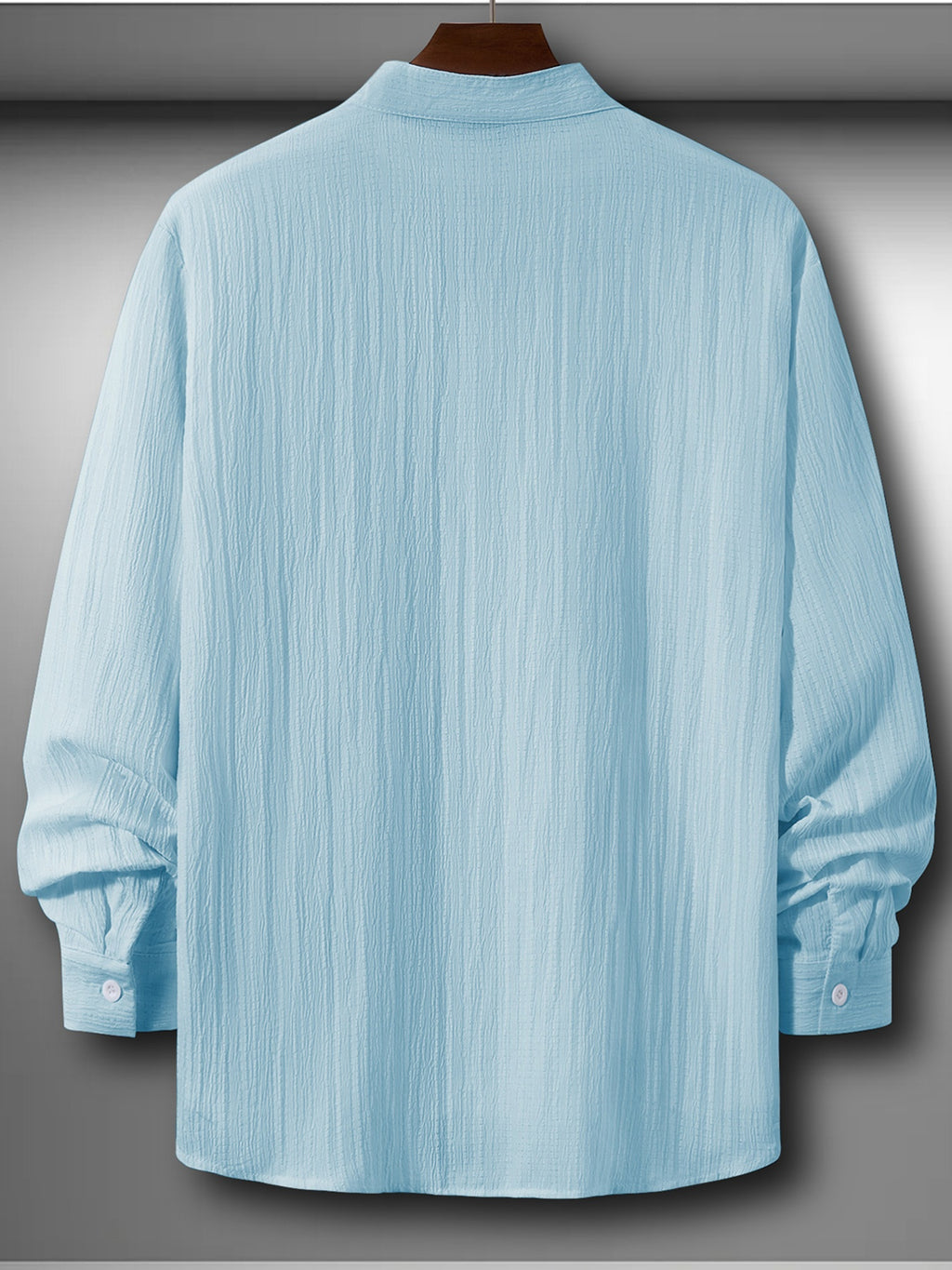 Men's Comfortable Long Sleeve Casual Shirt - Party Wear, Lightweight Breathable Stand Collar Button-Up Top, Versatile Apparel for Daily Wear, Events, and Outings, {Simple Fashion Style} Deer Head Print Pattern, Suitable for Various Occasions Fashion - Sky Blue