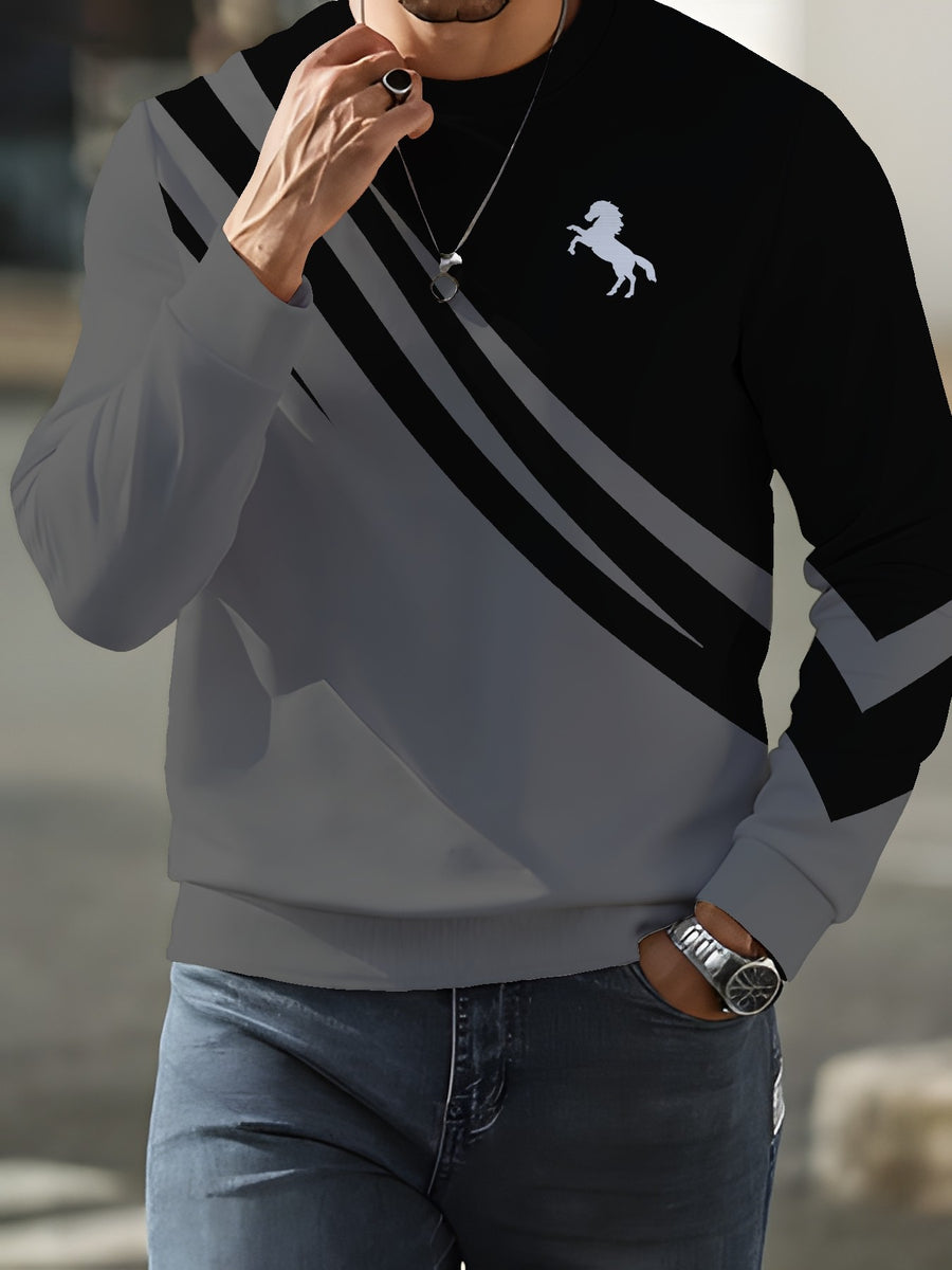 Men'S Fashion Trendy Brand Round Neck Long Sleeve Sweatshirt Spring Autumn Men'S Round Neck Sweatshirt Top Autumn - Mixed colors