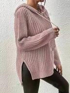 Women'S Solid-Color Elegant And Fashionable Hooded Top - Pale Pinkish Gray