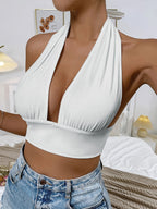 2025 Sexy Strappy Backless Elegant Fashion Crop Top Tank Top - White
