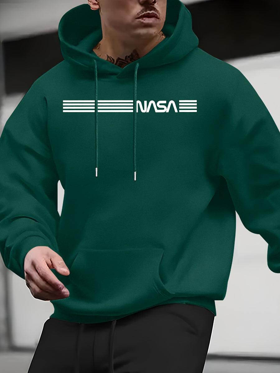 New Arrival: Men'S Hooded Sweatshirt with Geometric Print And Wrinkle-Resistant Fabric - Perfect for Casual Outings And Active Days! - Dark Green 1