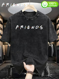 Authorized by WB Warner, Men'S American Retro Old Friends Series Crew Neck T-Shirt, Friends Color Dot Classic Logo Design, Loose Version, Versatile Loose T-Shirt, Suitable for Daily Wear, Outdoor Sports And Gifts, Available for Men And Women - Black