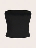 Joyful Gesture Happy Abstract Lines Printed Elastic Strapless Women's Clothing All Seasons - Black