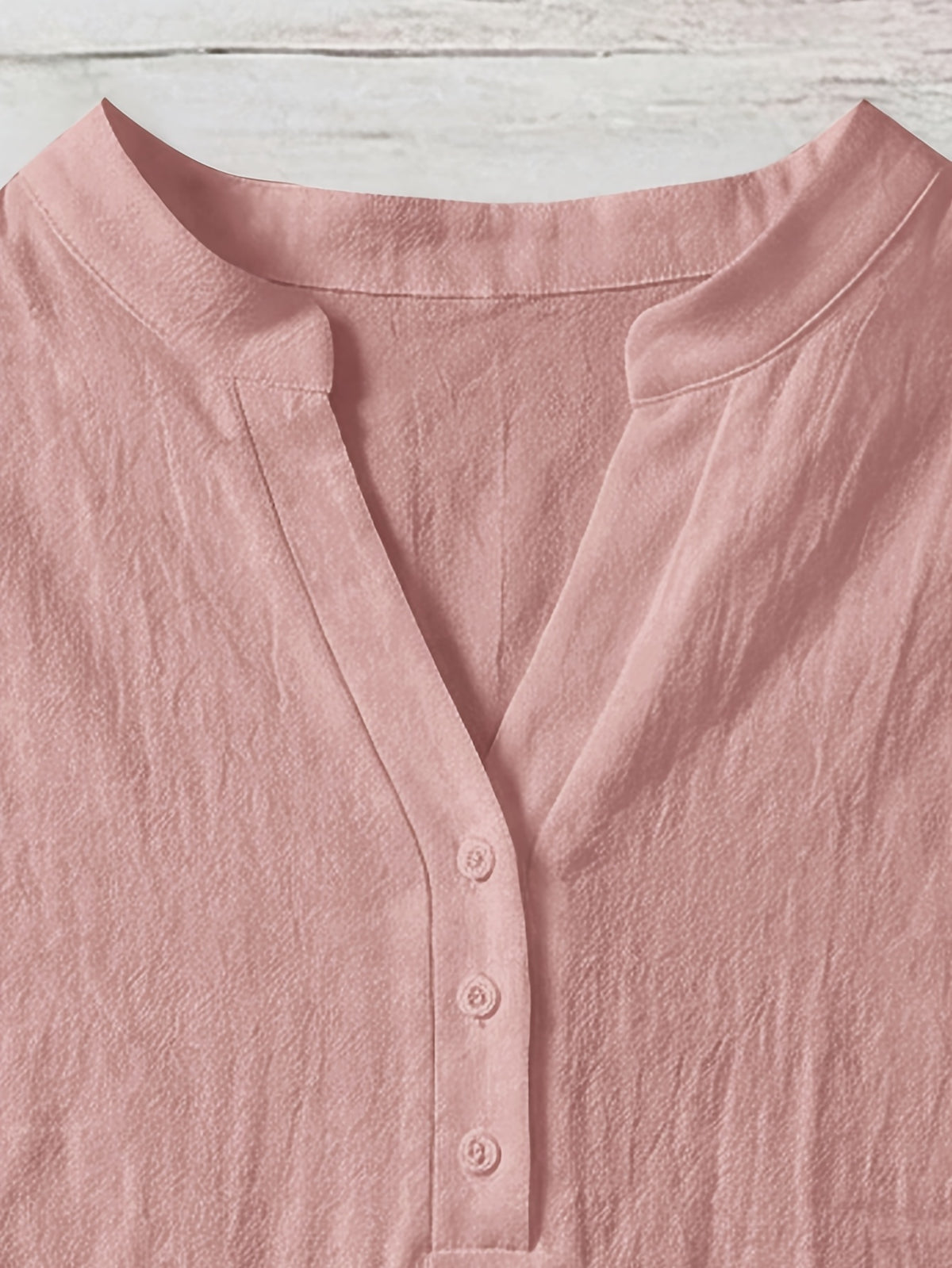 100% Short Sleeve Shirt, Casual Vacation Wear for Summer, V-Neck Design, Country Style Clothing for Women, Suitable for All Occasions, Ideal Choice for Holidays - Pink Color