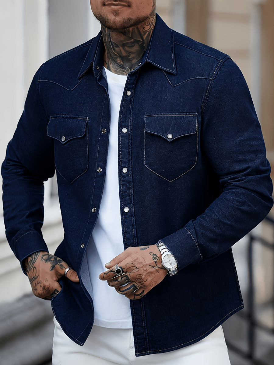 Men's Denim Shirt, Smart Casual - Royal Blue