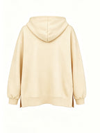 Women'S Fashion Hooded Sweatshirt for Autumn And Winter - Pattern Print Design, Side Slit Detail, Pullover Hoodie - Apricot