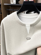 Men's 2-in-1 Look V-Neck Sweatshirt, Loose Drop Shoulder, Casual Pullover Long Sleeve, Suitable for Daily Commuting and Leisure. -SINBOS - Apricot