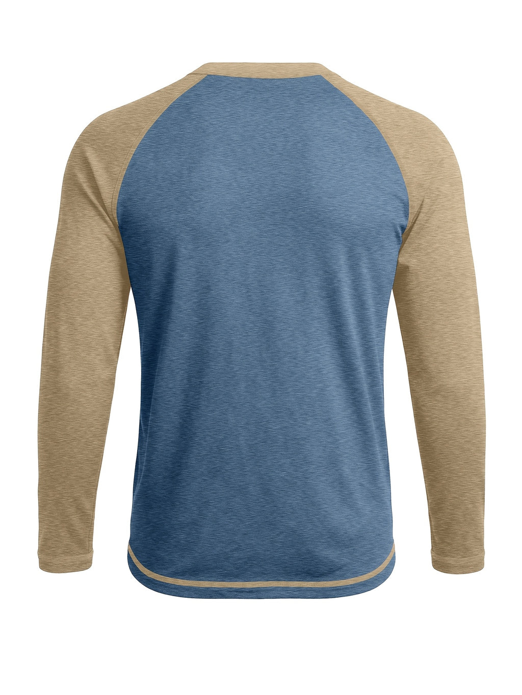 Cross-Border Men'S Long Sleeve Round Neck T-Shirt, Export European And American Men'S Clothing Color-Block Top Base Layer - Blue