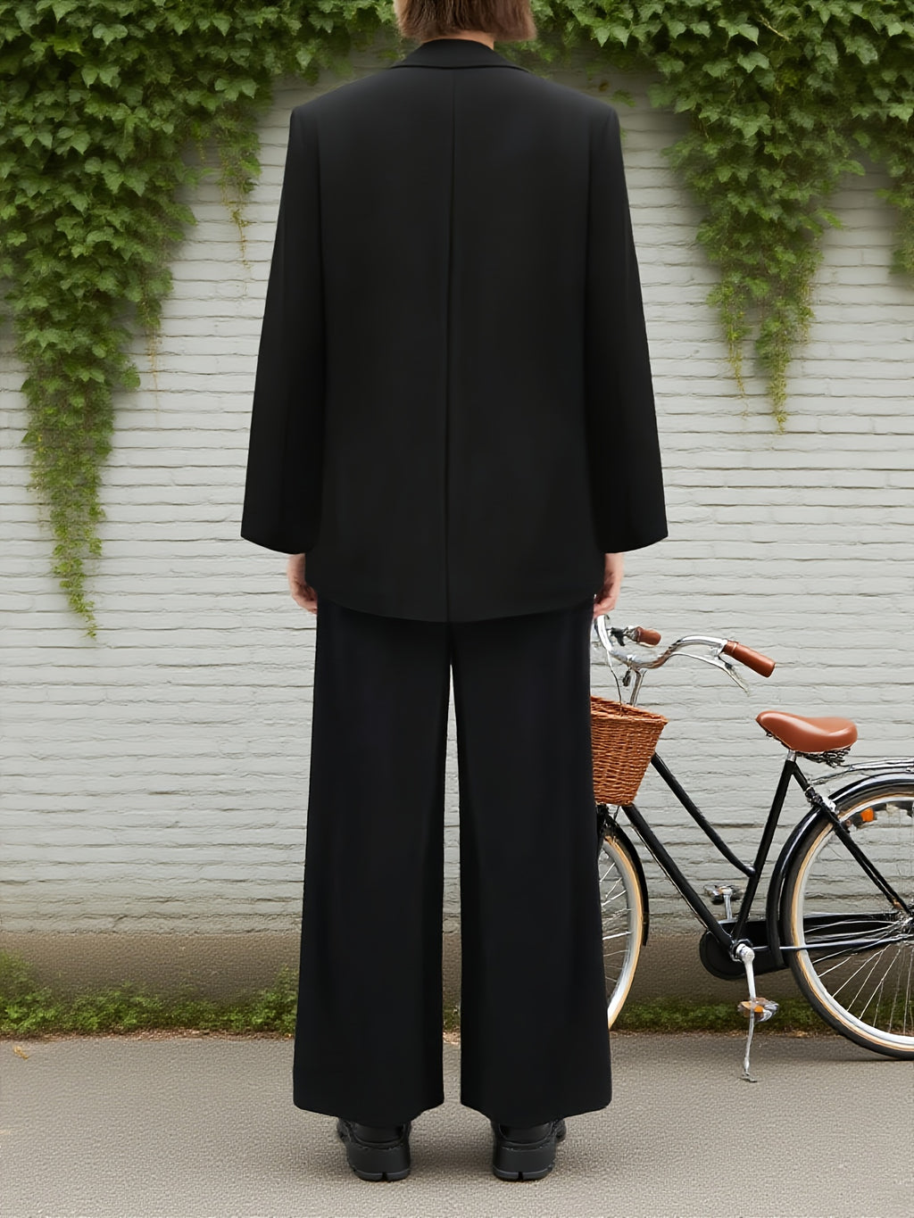 Elegant Tailored Suit Set, Suitable for Dates, Casual Wear, and Work Attire, Pants Suit - Black