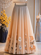 New Spring/Summer Women's Mesh Skirt with Butterfly Floral Print, Suitable for Banquets, Dates, and Vacation Outfits - Mixed colors