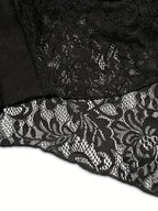 Women'S Fashion Cinched Waist Lace Patchwork Irregular Suit Jacket, Elegant for Daily Life - Black