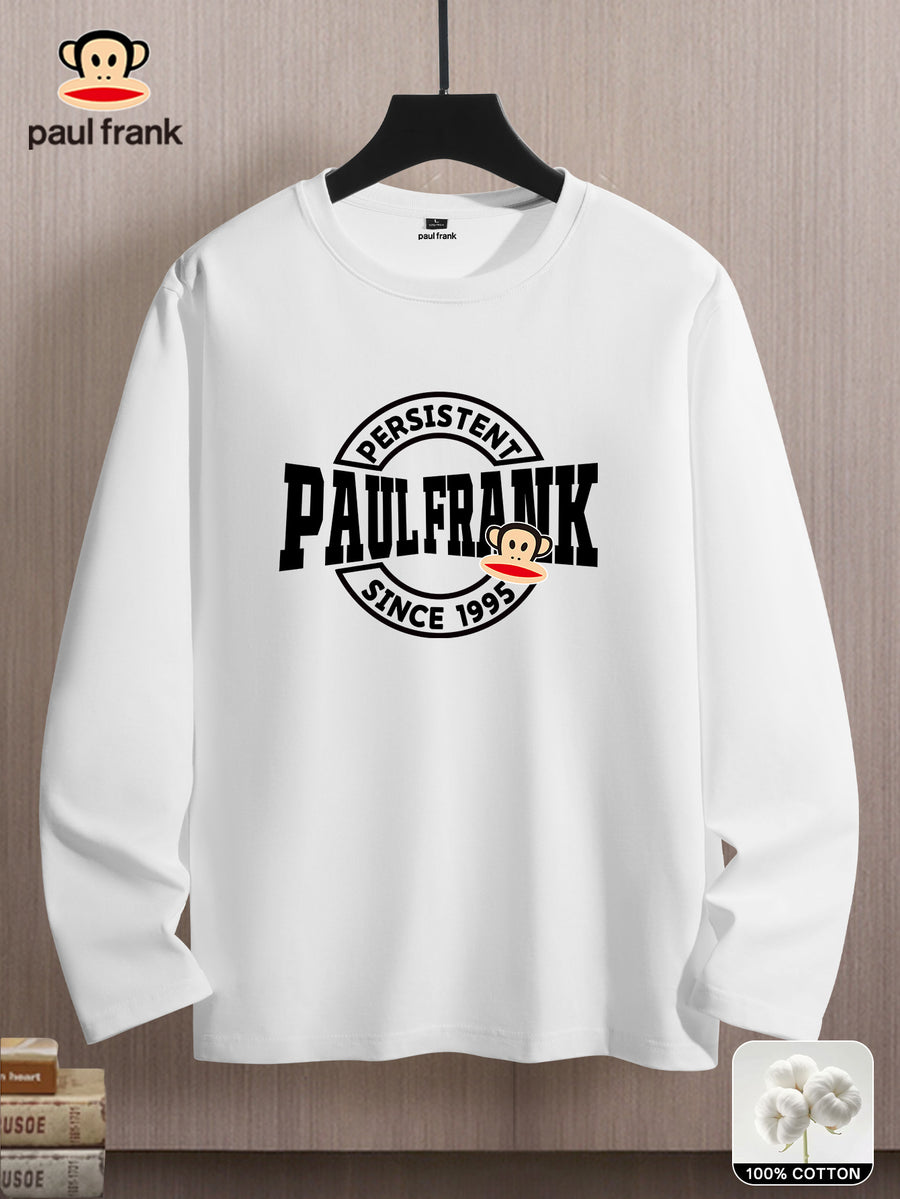 Mùshān Snow Selected Paul Frank Pure Breathable Spring And Autumn Men'S Long Sleeve T-Shirt - White