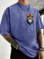 Summer Hot Item Unisex T-Shirt, Retro Distressed Style And Super Good Look! Pure Main Material, Breathable And Skin-Friendly, Comfortable to Wear, Suitable for Casual Commute, Sports Fitness, Outdoor Travel. Double-Sided Positioning Print - Royal Blue
