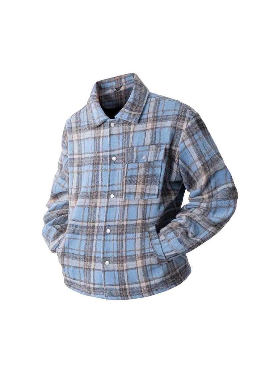 High-quality Plaid Heavyweight Men's Jacket, Simple Casual Couple's College-style Coat, Soft and Comfortable Classic Men's Jacket - Blue