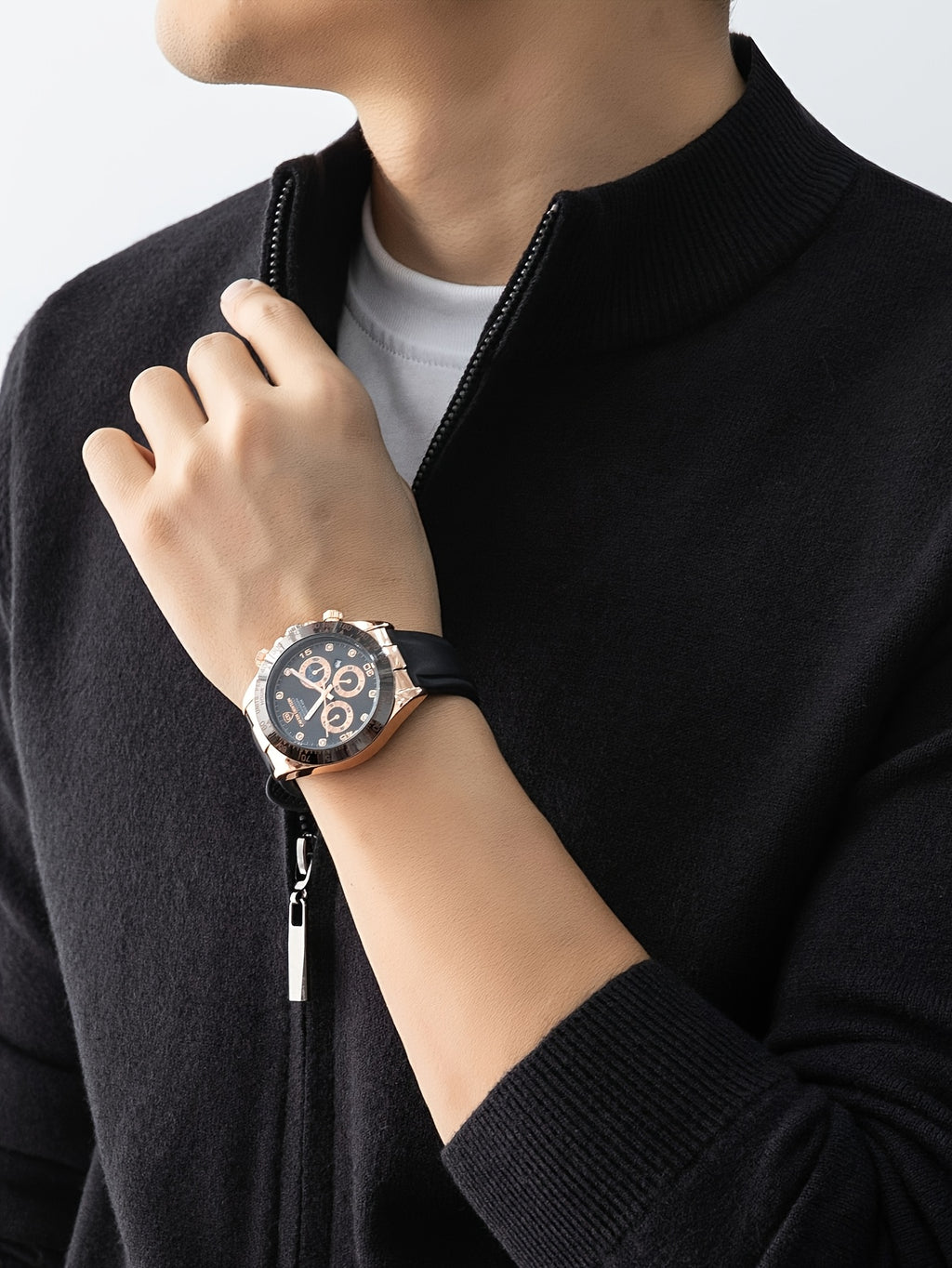 2025 New Christmas Gift Men's Zipper Knit Cardigan Jacket, Suitable for Outdoor Casual Gatherings, Wearable in Spring, Autumn, and Winter - Dark Black