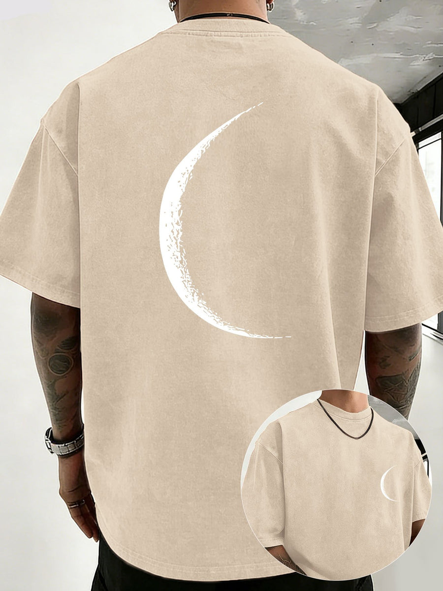 2026 Summer Trendy T-Shirt, Pure Washed Distressed, Double-Sided Print Loose Fit, Comfortable Breathable Sports Outdoor Unisex Short Sleeve - Apricot