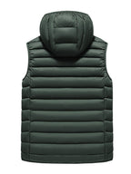 Men'S Slim-Fit Hooded Vest - Lightweight Non-Stretch Jacket, Front Zipper Closure, Side Pockets - Cold Weather Outerwear for Everyday & Formal Events - Fall/Winter, Winter Clothing, Sleek Design, Durable Construction, Stylish Outerwear, Urban Style - Dark Army Color