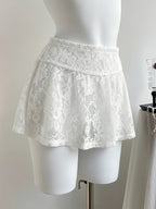 Women'S Sexy Nightclub Sheer Lace Mini Skirt, Valentine'S Day Gift "Circle Direction" - White