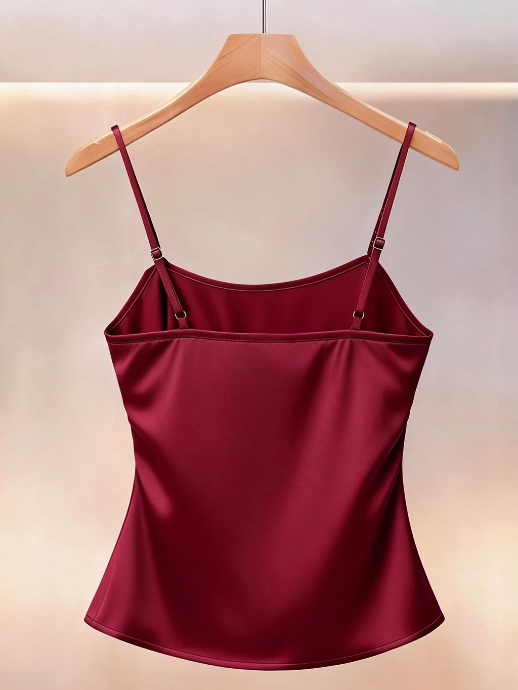 ASD1 Spring/Summer Pearl Bow Satin Waist Camisole Elegant/Mature Women Cowl Neck Sleeveless Vest Drape Satin Beaded Shoulder Strap Craft Banquet/Date/Semi-Formal Occasion/Commute Wine Red Satin Pearl Bow Camisole SF2608 - Burgundy