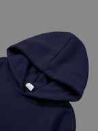 Women's Winter Casual -Lined Thickened Hooded Sweatshirt and Sweatpants Two-Piece Set - Navy Color