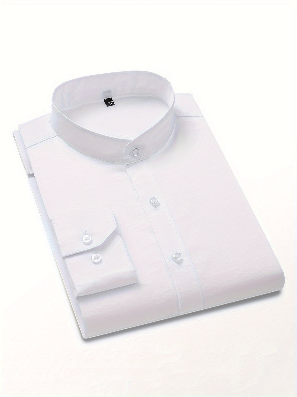 New Fashion Casual Stand Collar Long Sleeve, Smart Casual - White