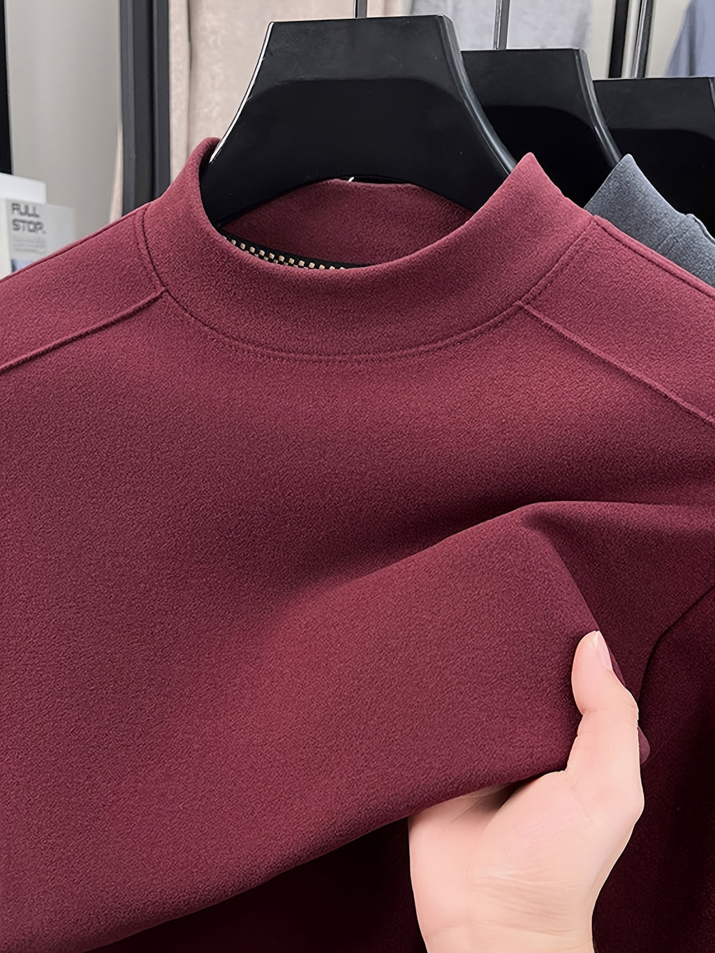 Men's Half-turtleneck Base Layer, Suitable for Wearing Alone in Early Autumn or as a Warm Inner Layer in Late Winter, Adaptable for Both Business and Casual Styles. -SINBOS - Rose Red