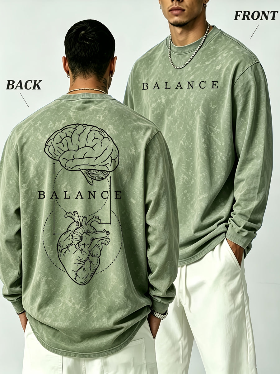 Men's Printed Regular Spring/Autumn Long-Sleeve T-Shirt, Outdoor Sports Casual Long-Sleeve Top - Green