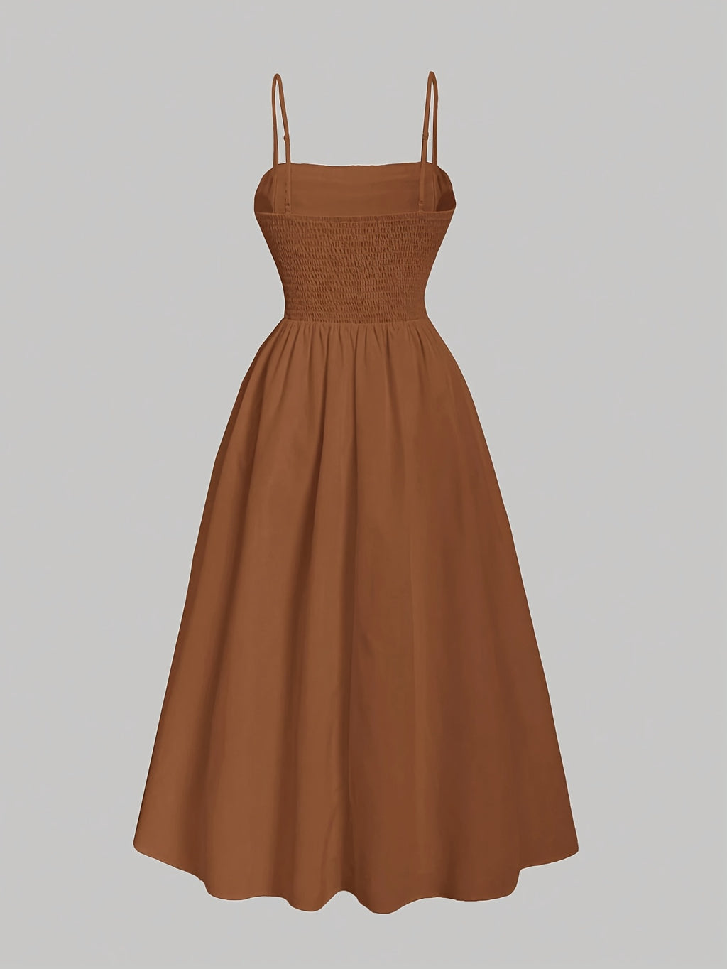 Solid Color Strapless Dress, Back-tie Wrap Dress - Coffee Brown
