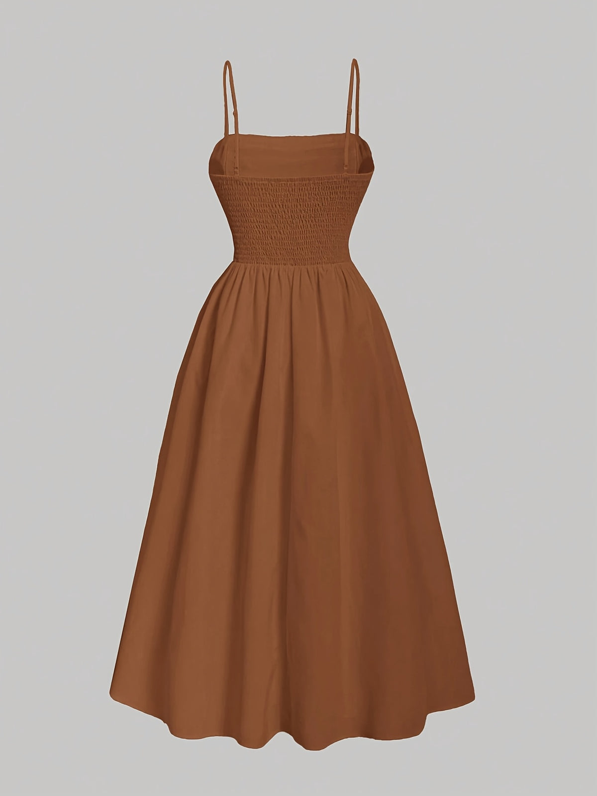 Solid Color Strapless Dress, Back-tie Wrap Dress - Coffee Brown