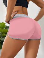 Spring/Summer Women's Casual Sports Shorts, High-Waist Butt-Lifting Patch Waistband, Sexy Slim-Fit Breathable Shorts, Athletic Fitness Yoga Capris - Pink Color