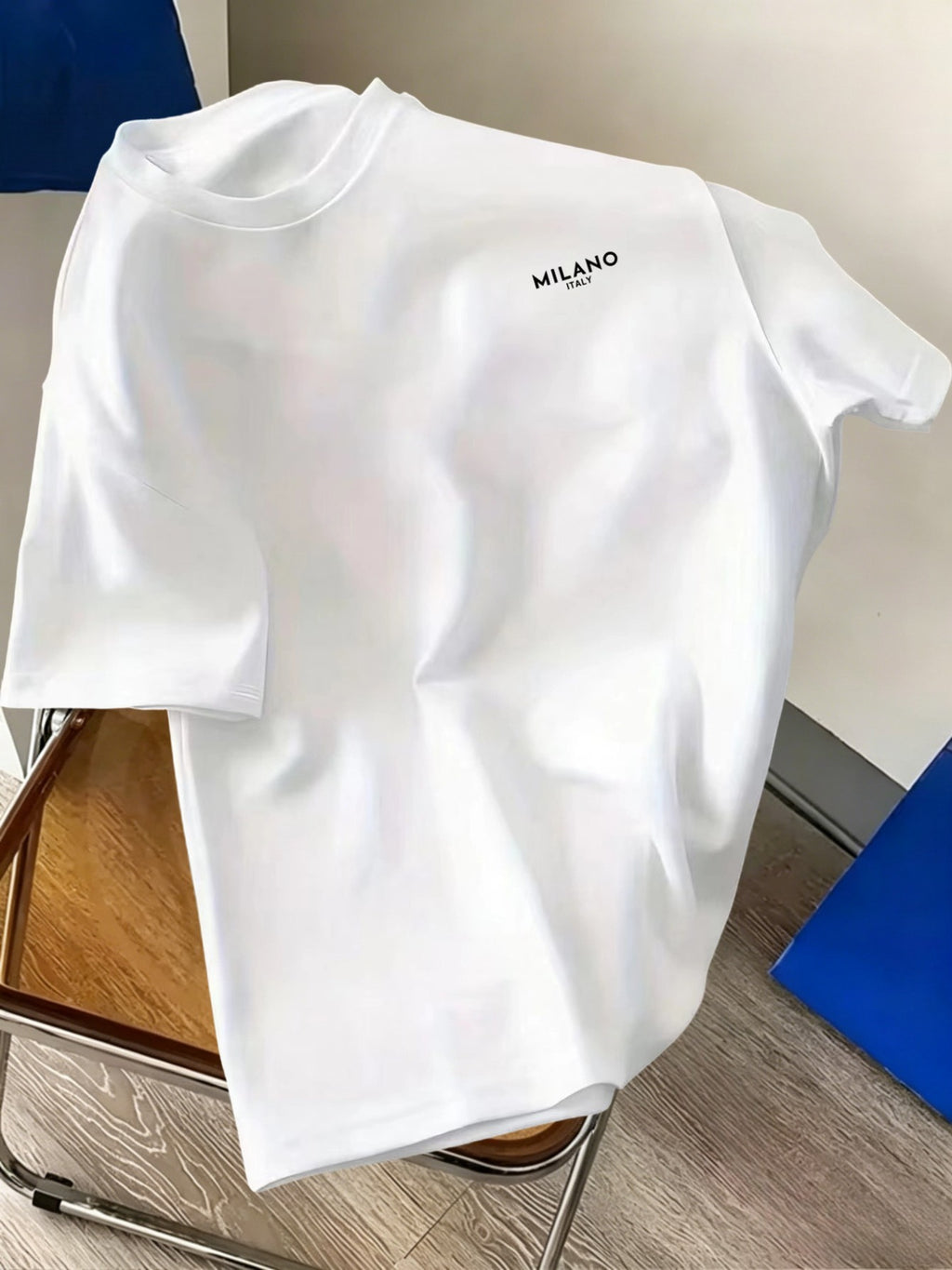 Summer Men's Simple and Stylish Letter Print T-shirt, Casual Round Neck, Slightly Stretchy Short Sleeves, Regular Fit, Suitable for Outdoor and Daily Casual Wear in Summer- Unisex- Single Piece - White