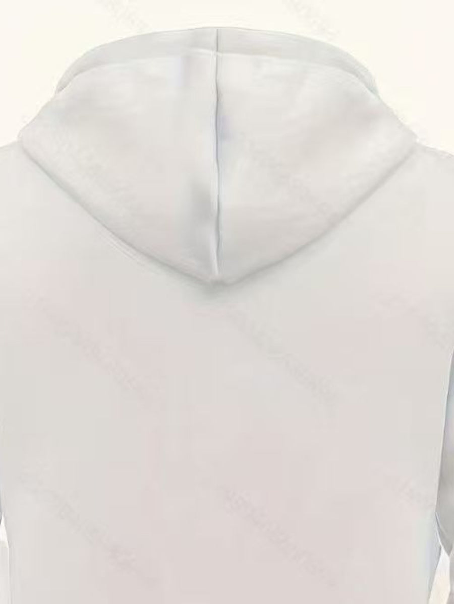 Men'S Basic NY Uppercase Letter Print Cargo Hooded Zipper Cardigan Casual Jacket - White