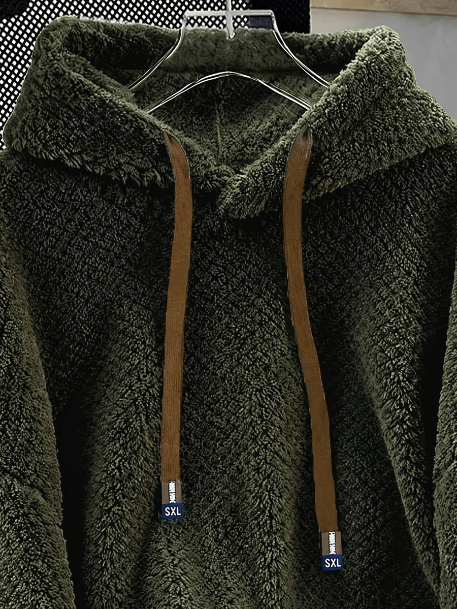 Autumn and Winter New Fleece Hoodie - Olive Green
