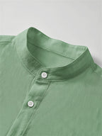 Zhiyu OBM Men's New Stand Collar Solid Color -Look Long Sleeve Shirt 4pcs Set, Simple Stand Collar Design, High-Quality Men's Long Sleeve Button- Shirt for Spring, Autumn, and Winter - Suitable for Outdoor Leisure, Vacation, Travel, and Formal Wear - Green + Sky Blue + Pink + Rose Red
