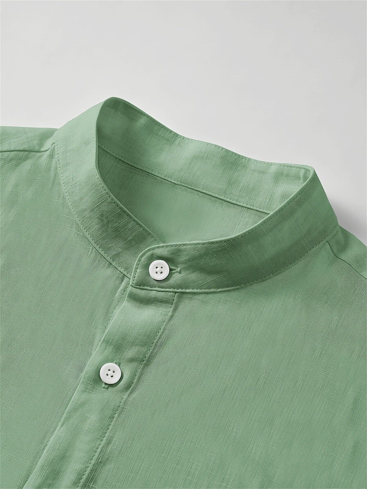 Zhiyu OBM Men's New Stand Collar Solid Color -Look Long Sleeve Shirt 4pcs Set, Simple Stand Collar Design, High-Quality Men's Long Sleeve Button- Shirt for Spring, Autumn, and Winter - Suitable for Outdoor Leisure, Vacation, Travel, and Formal Wear - Green + Sky Blue + Pink + Rose Red