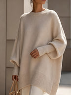 New Autumn/Winter Loose-Fit Crewneck Sweater for Women, Soft, Skin-Friendly, and Flowy for a Effect, Simple and Versatile for Daily Commuting - Apricot