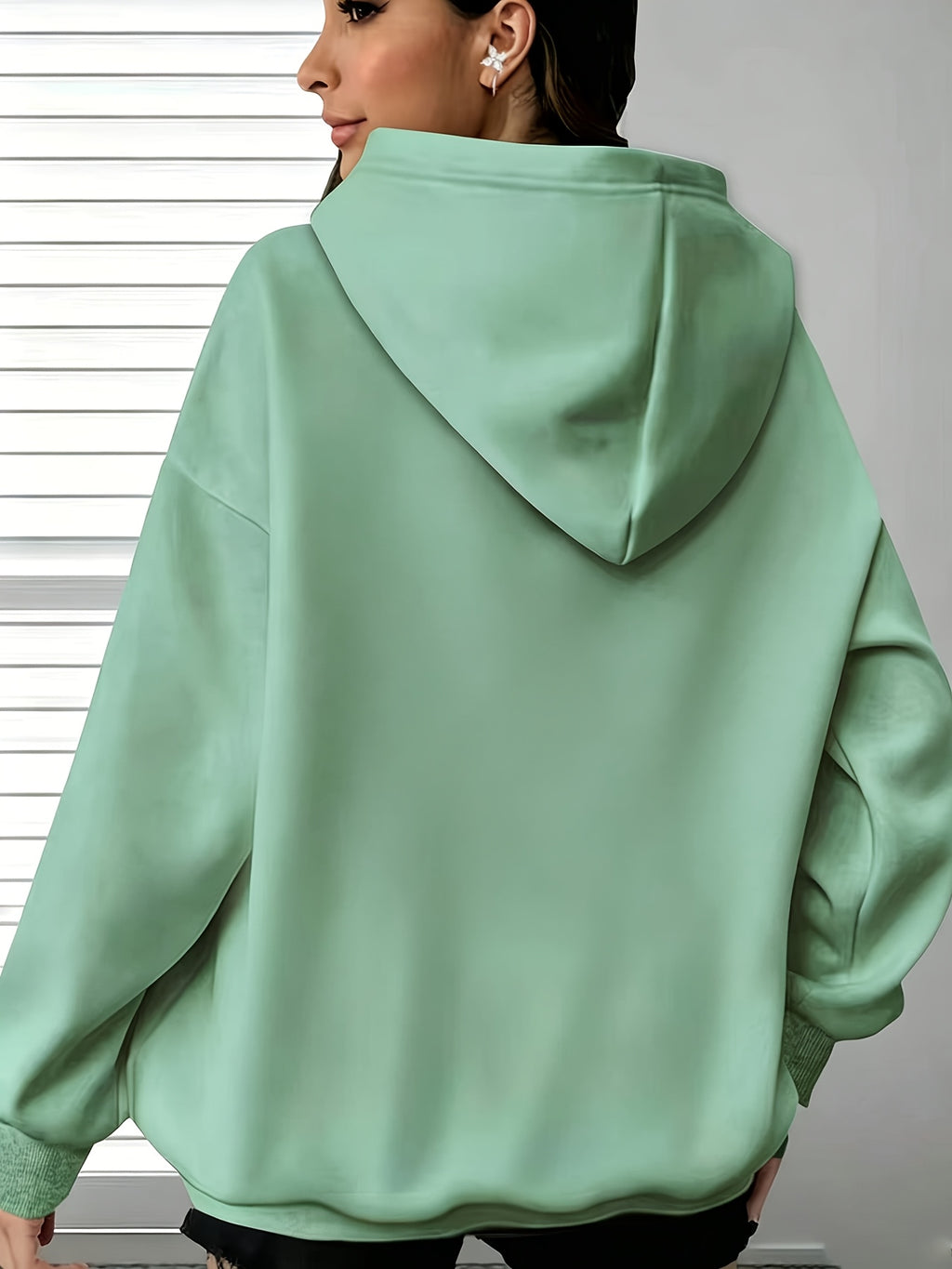 ETHIOPIA Lettering And Ethiopian Flag Pattern Autumn Winter Fashion Fleece Hooded Sweatshirt Women'S Printed Casual Elegant Women'S Clothing Cute Top - Green