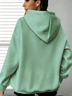 ETHIOPIA Lettering And Ethiopian Flag Pattern Autumn Winter Fashion Fleece Hooded Sweatshirt Women'S Printed Casual Elegant Women'S Clothing Cute Top - Green