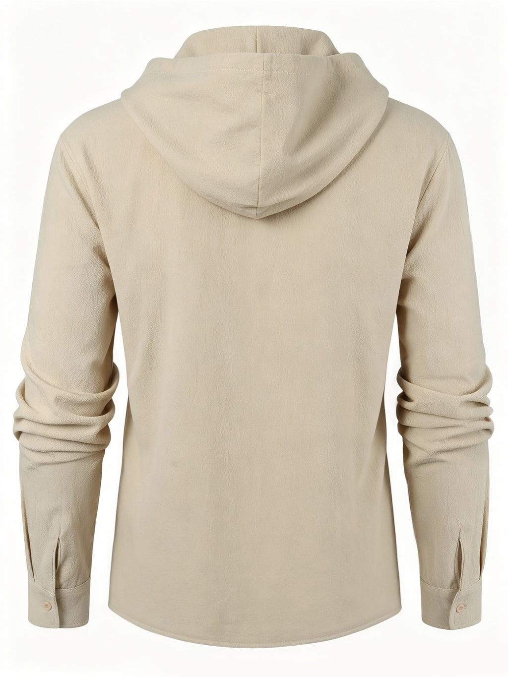 Cool and Wild Themed Men's Linen Long-Sleeve Hoodie, Featuring a Wild Claw-marked Tear Texture Print on the Body, an Ingenious Cross-tie V-neck Design, and a Hooded Long-sleeve Style with an Arched Hem, Making It a Suitable Outfit Choice for Island - Apricot