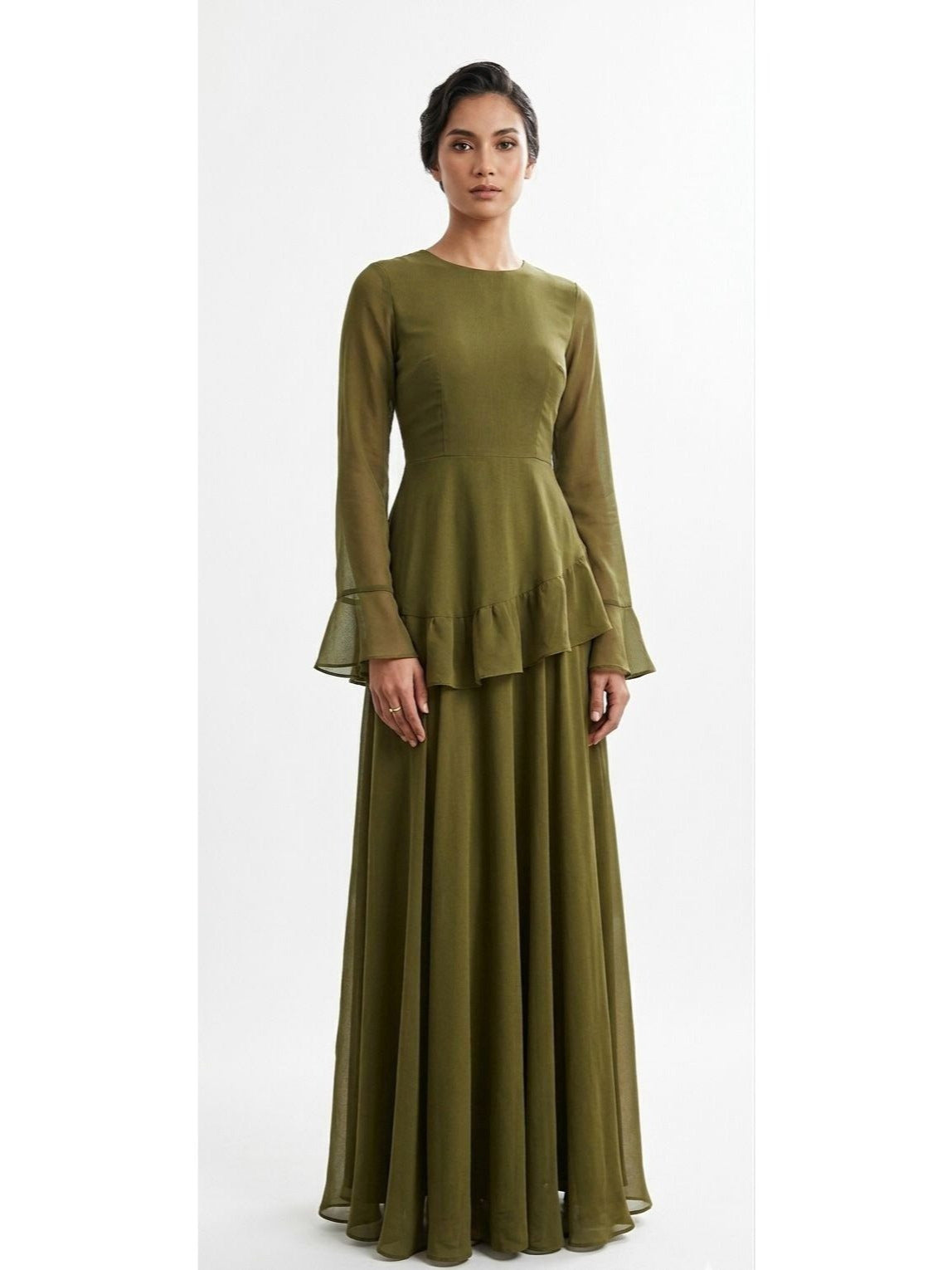 Ruffles gown - Olive