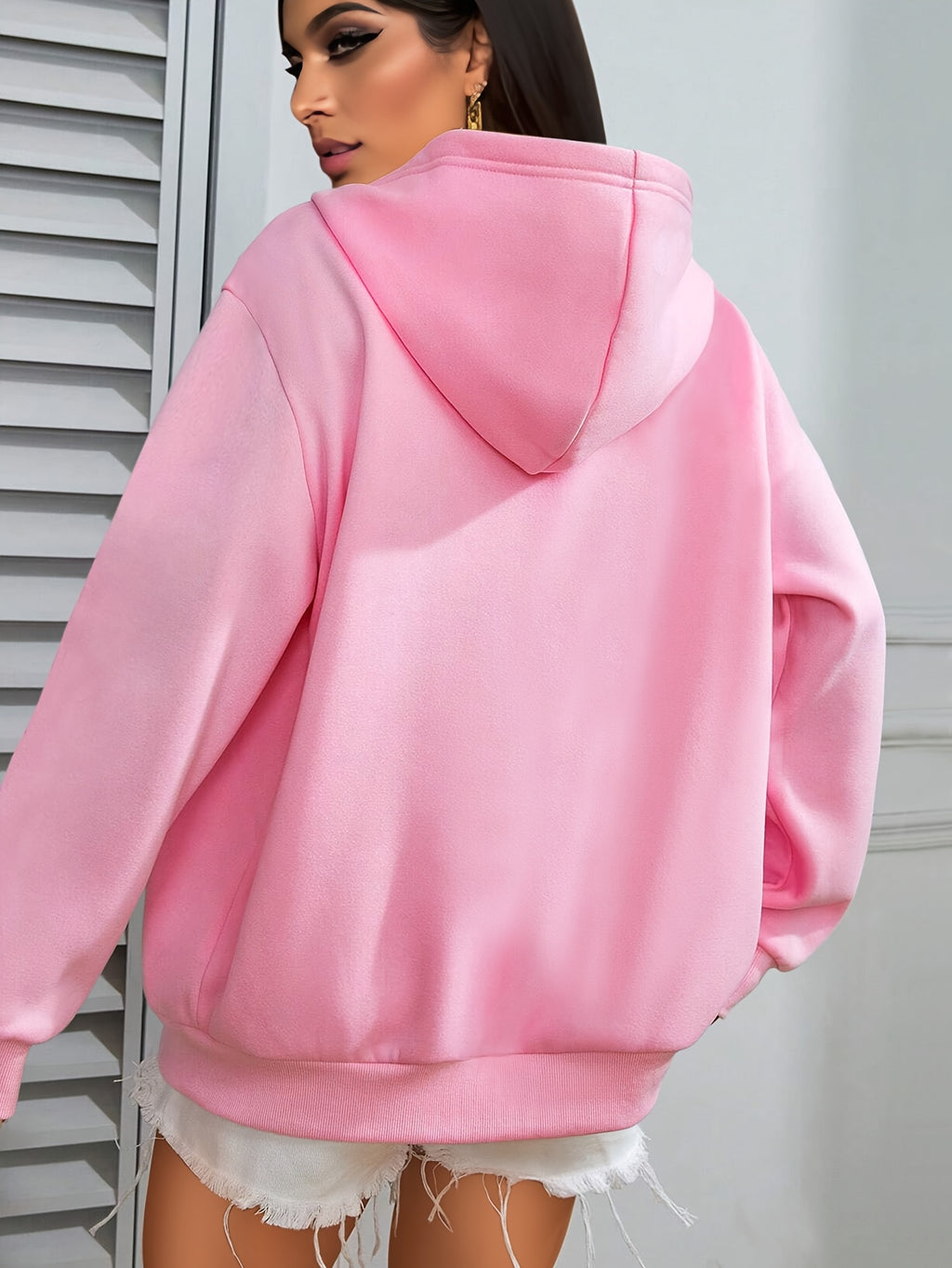Women Mountain Ranges Graphic Hooded Sweatshirt, Casual Fashion Jacket, Sports Shirt Top, Outdoor Fashion Casual, 2026 New Daily Versatile Autumn And Winter Women Clothing - Pink Color