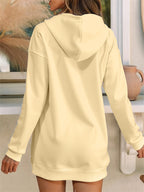 European And American Women'S Fleece-Lined Hooded Sweatshirt Dress Letter Print Thickened Hoodie Sweatshirt Dress Sweatshirt Long Trendy Casual Fashion Versatile Temperament Pullover Shirt Women'S Tops Women'S Winter Clothing - Apricot